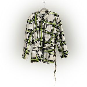 Ashley Stewart White, Green, and Black Rain and Shine coat